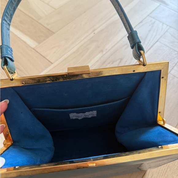 Mansur Gavriel Blue Handbag with Gold Accents - Picture 8 of 8